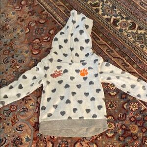 Kids Heart Print Clemson Hoodie - Gray and Orange